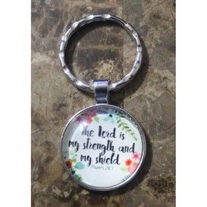 Bible Verse Bubble Keychain Christian Alloy Ring The Lord Is My Strength NIP